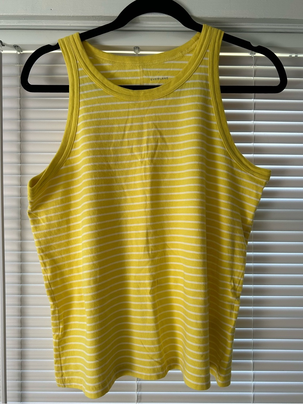 Women’s EVERLANE Yellow & White Striped Organic Cotton Tank Top / Size Large